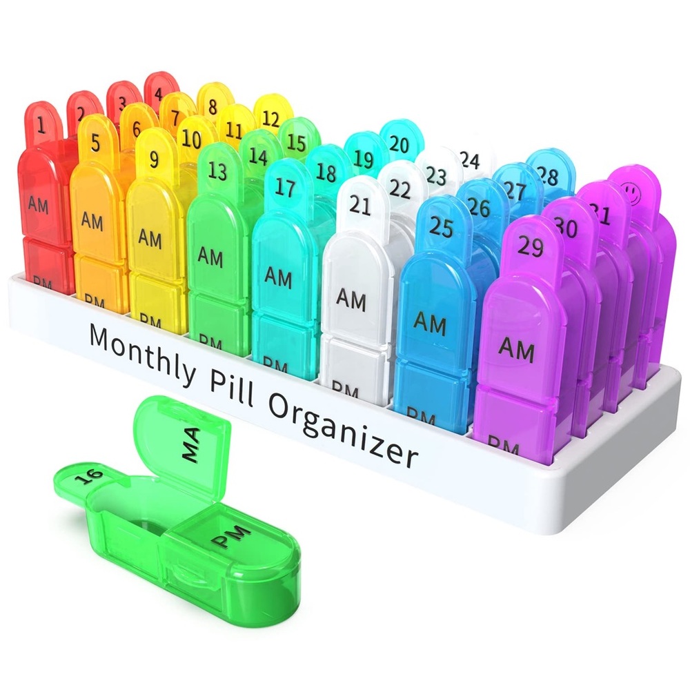 Monthly Pill Organizer 2 Times a Day 30 Day Pill Organizer, Month Pill B…